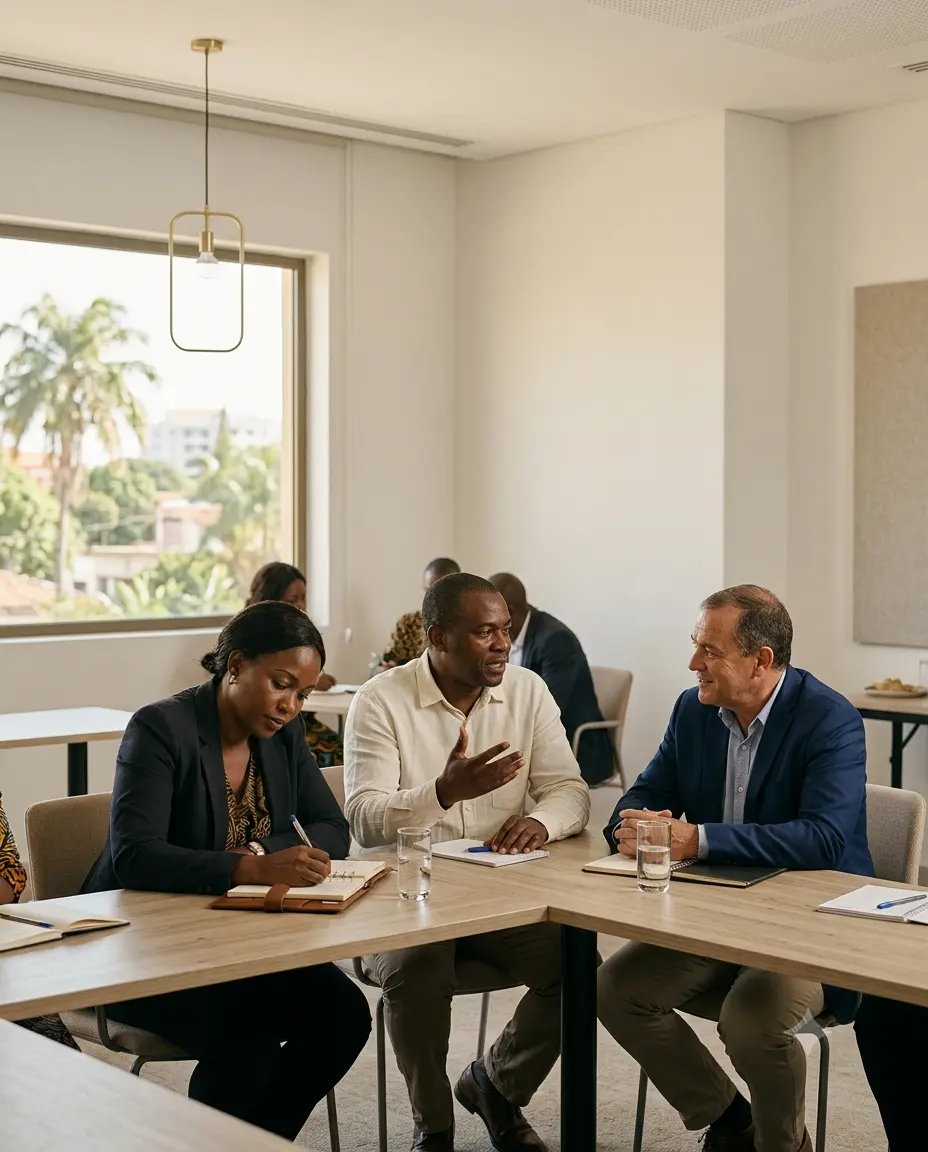 Turma executiva em sala na Academia de Formação Internacional do Índico, Maputo